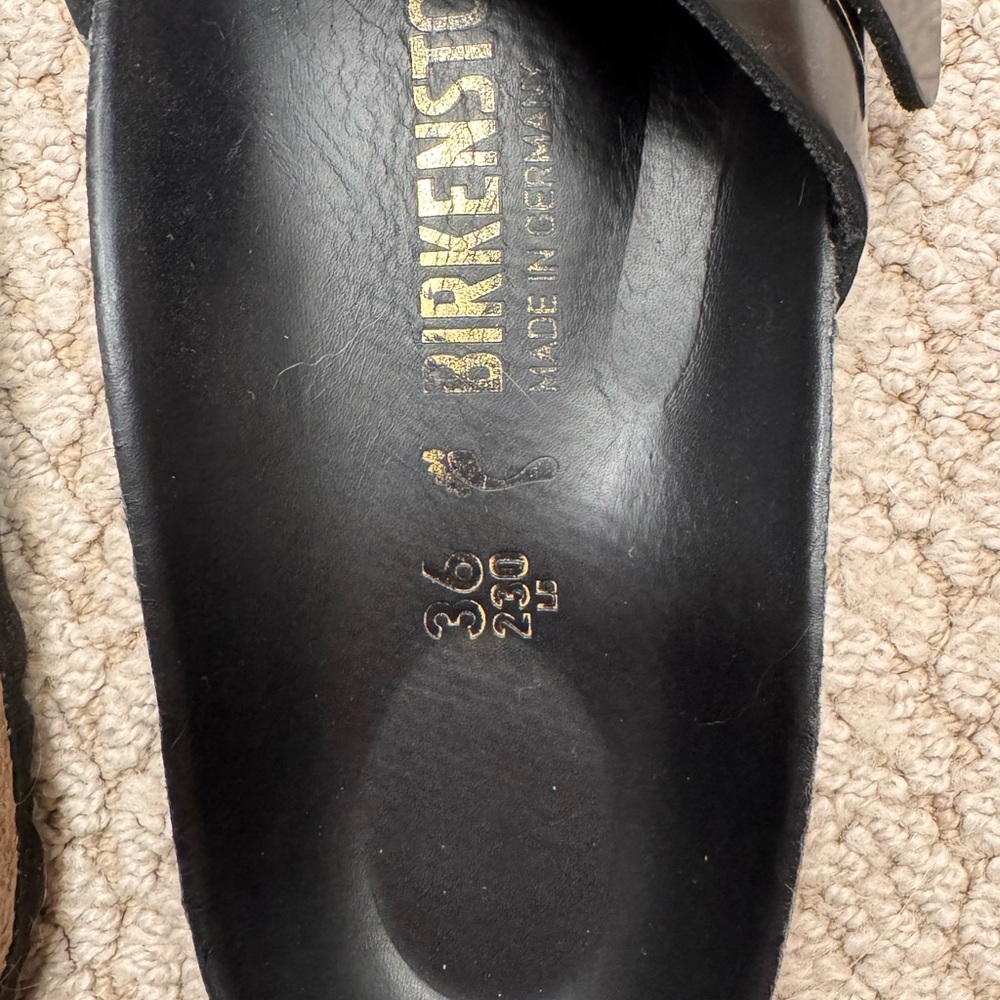 Birkenstock Black Sandals with Gold Buckle - Picture 5 of 6